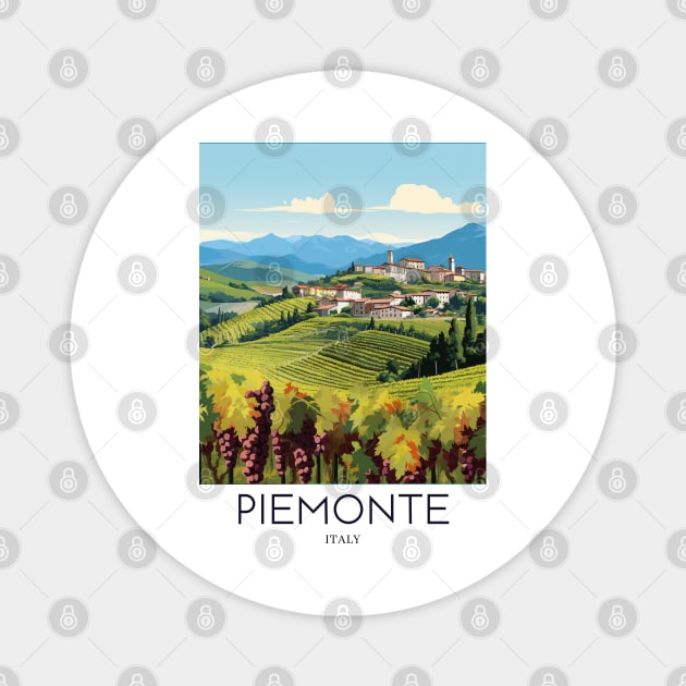 A Pop Art Travel Print of Piemonte - Italy Magnet by Studio Red Koala